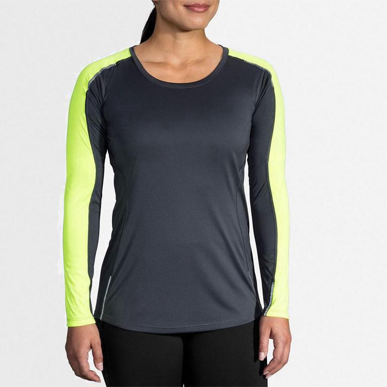 Brooks Women's Nightlife Long Sleeve Running Shirt Singapore - Grey (46958-QXZY)